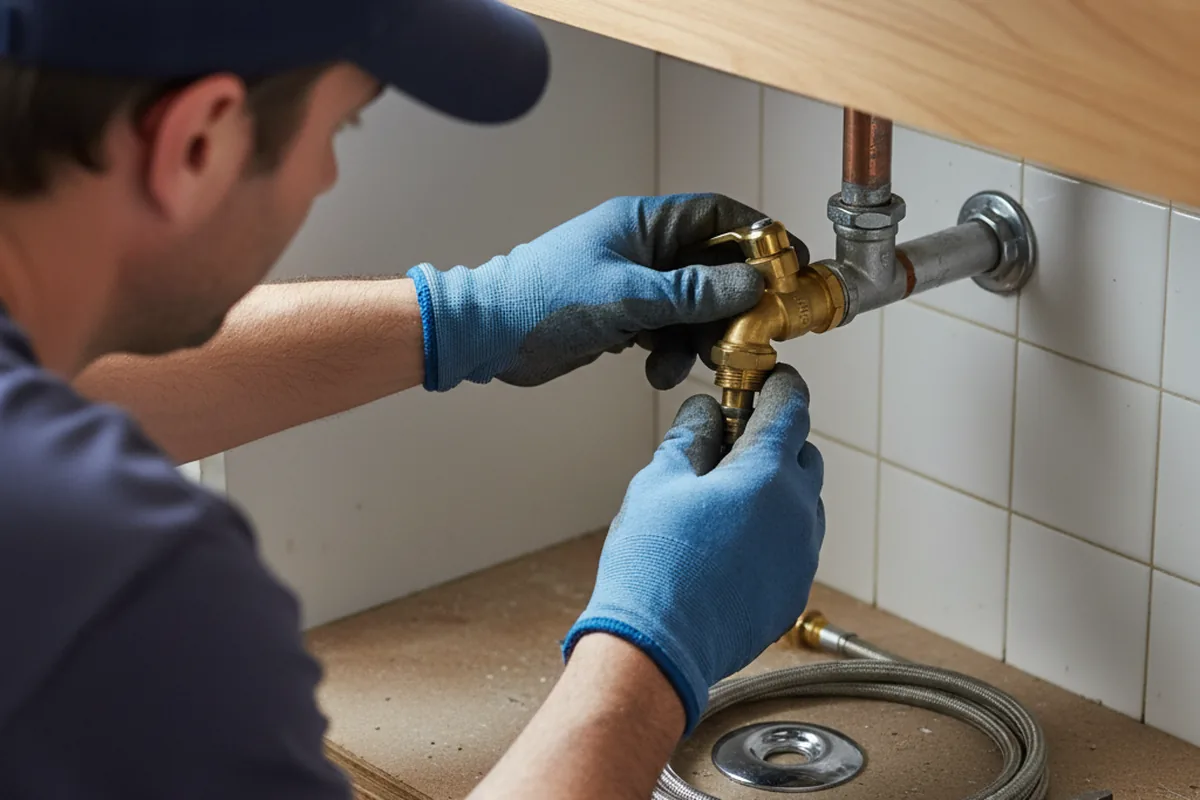 Shutoff valve and fitting work during Emergency Plumbing in Freelandville